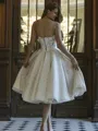 A-line Off-the-Shoulder Appliques Lace Knee-Length Wedding Dress