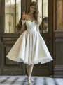 A-line Off-the-Shoulder Appliques Lace Knee-Length Wedding Dress