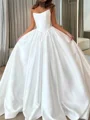 A-line Straight Court Train Satin Corset Wedding Dress