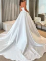 A-line Straight Court Train Satin Corset Wedding Dress