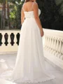 A-line Straps Appliques Lace Sweep Train Chiffon Corset Wedding Dress
