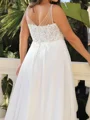 A-line Straps Appliques Lace Sweep Train Chiffon Corset Wedding Dress