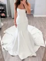 Mermaid Straight Cathedral Train Satin Wedding Dress