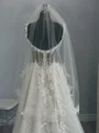 A-line Straps Appliques Lace Chapel Train Tulle Corset Wedding Dress
