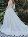 A-line Sweetheart Appliques Lace Chapel Train Tulle Corset Wedding Dress