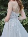A-line Sweetheart Appliques Lace Chapel Train Tulle Corset Wedding Dress