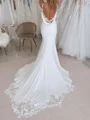 Sheath Spaghetti Straps Appliques Lace Cathedral Train Charmeuse Wedding Dress