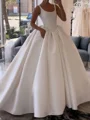 Ball-Gown Scoop Floor-Length Satin Corset Wedding Dress