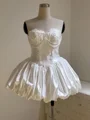 Ball-Gown Straight Appliques Lace Short/Mini Satin Corset Wedding Dress