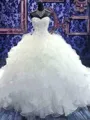 Ball Gown Sweetheart Cathedral Train Organza Wedding Dresses With Beading