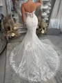 Mermaid Sweetheart Appliques Lace Cathedral Train Tulle Corset Wedding Dress