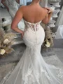 Mermaid Sweetheart Appliques Lace Cathedral Train Tulle Corset Wedding Dress