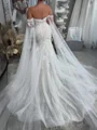 Mermaid Off-the-Shoulder Appliques Lace Chapel Train Tulle Corset Wedding Dress