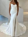 Sheath Sweetheart Pleated Cathedral Train Stretch Crepe   Corset Wedding Dress