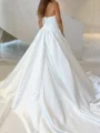 A-line Straight Pleated Cathedral Train Satin Corset Wedding Dress