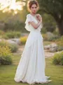 A-Line/Princess V-neck Floor-Length Chiffon Wedding Dresses With Belt/Sash