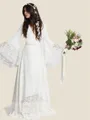 A-Line/Princess V-neck Sweep Train Chiffon Wedding Dresses With Belt/Sash