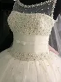 Ball Gown Scoop Floor-Length Tulle Wedding Dresses With Beading