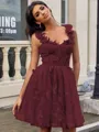 A-line Straps Appliques Lace Short/Mini Tulle Corset Homecoming Dress