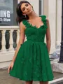 A-line Straps Appliques Lace Short/Mini Tulle Corset Homecoming Dress