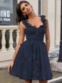 A-line Straps Appliques Lace Short/Mini Tulle Corset Homecoming Dress