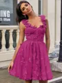 A-line Straps Appliques Lace Short/Mini Tulle Corset Homecoming Dress