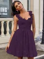 A-line Straps Appliques Lace Short/Mini Tulle Corset Homecoming Dress