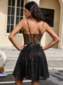 A-line Spaghetti Straps Pleated Short/Mini Corset Homecoming Dress