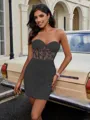 Sheath Sweetheart Appliques Lace Short/Mini Satin Corset Homecoming Dress