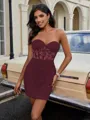 Sheath Sweetheart Appliques Lace Short/Mini Satin Corset Homecoming Dress