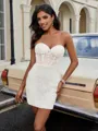 Sheath Sweetheart Appliques Lace Short/Mini Satin Corset Homecoming Dress