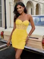 Sheath Sweetheart Appliques Lace Short/Mini Satin Corset Homecoming Dress