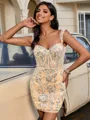 Sheath Off-the-Shoulder Sequin Short/Mini Corset Homecoming Dress
