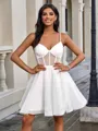 A-line V-neck Short/Mini Tulle Corset Homecoming Dress