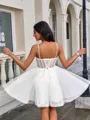 A-line V-neck Short/Mini Tulle Corset Homecoming Dress