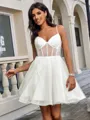 A-line V-neck Short/Mini Tulle Corset Homecoming Dress