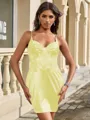 Sheath V-neck Appliques Lace Short/Mini Corset Homecoming Dress