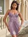 Sheath V-neck Appliques Lace Short/Mini Corset Homecoming Dress