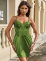 Sheath V-neck Appliques Lace Short/Mini Corset Homecoming Dress
