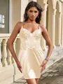 Sheath V-neck Appliques Lace Short/Mini Corset Homecoming Dress