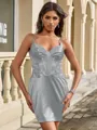 Sheath V-neck Appliques Lace Short/Mini Corset Homecoming Dress