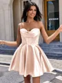 A-line Cowl Pleated Short/Mini Silk Like Satin Corset Homecoming Dress