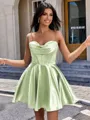 A-line Cowl Pleated Short/Mini Silk Like Satin Corset Homecoming Dress