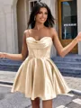 A-line Cowl Pleated Short/Mini Silk Like Satin Corset Homecoming Dress