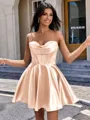 A-line Cowl Pleated Short/Mini Silk Like Satin Corset Homecoming Dress