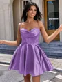 A-line Cowl Pleated Short/Mini Silk Like Satin Corset Homecoming Dress