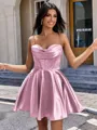 A-line Cowl Pleated Short/Mini Silk Like Satin Corset Homecoming Dress
