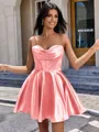 A-line Cowl Pleated Short/Mini Silk Like Satin Corset Homecoming Dress