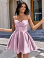 A-line Cowl Pleated Short/Mini Silk Like Satin Corset Homecoming Dress