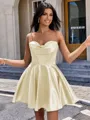 A-line Cowl Pleated Short/Mini Silk Like Satin Corset Homecoming Dress